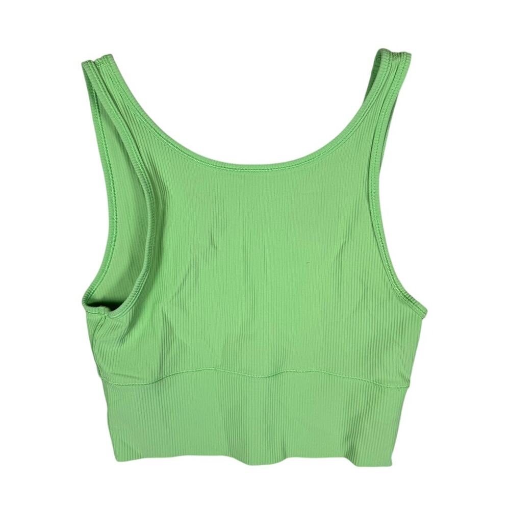 Lululemon Power Pivot Ribbed Tank Top Cropped V Neck Bright Neon Green 6